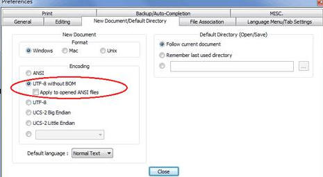 set-utf8-notepad++