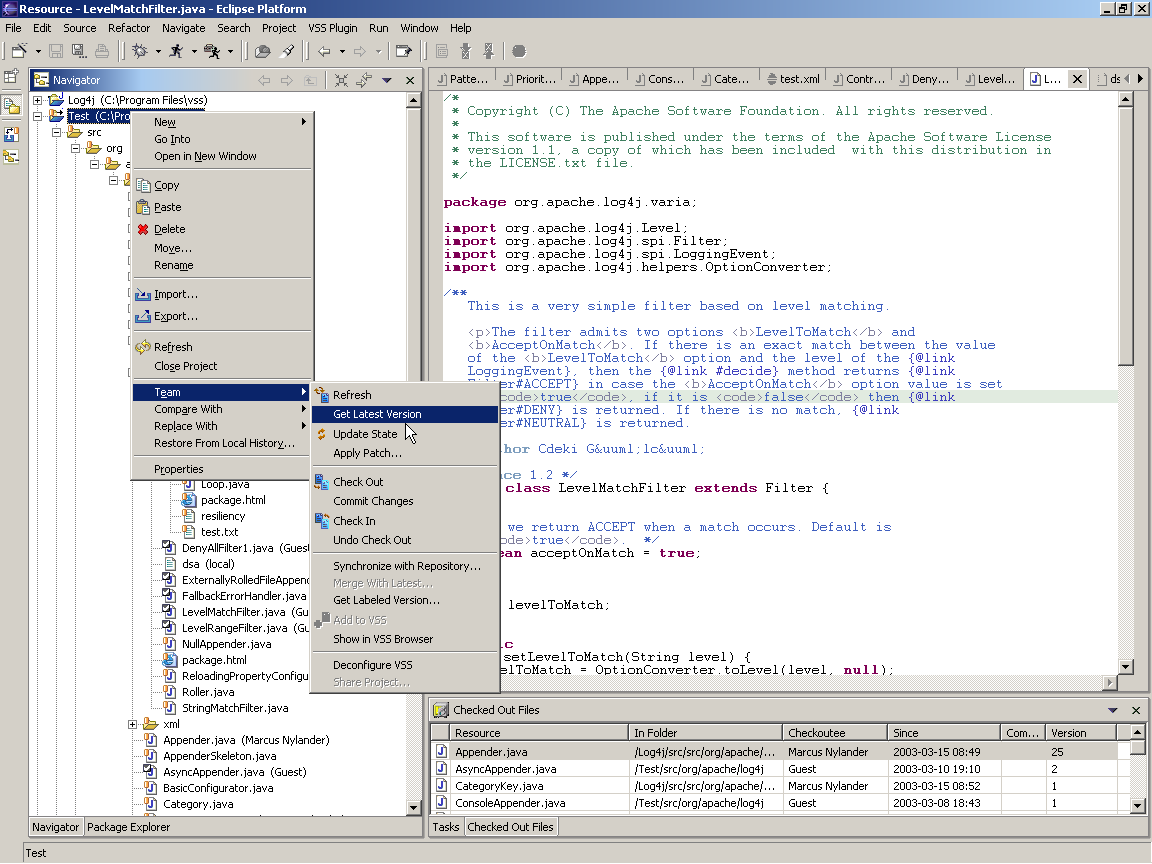 VSS plugin for Eclipse